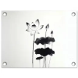 Bladeren - Zwart - Lotusbloem - Minimalitisch tuinposter los doek klein -3d
