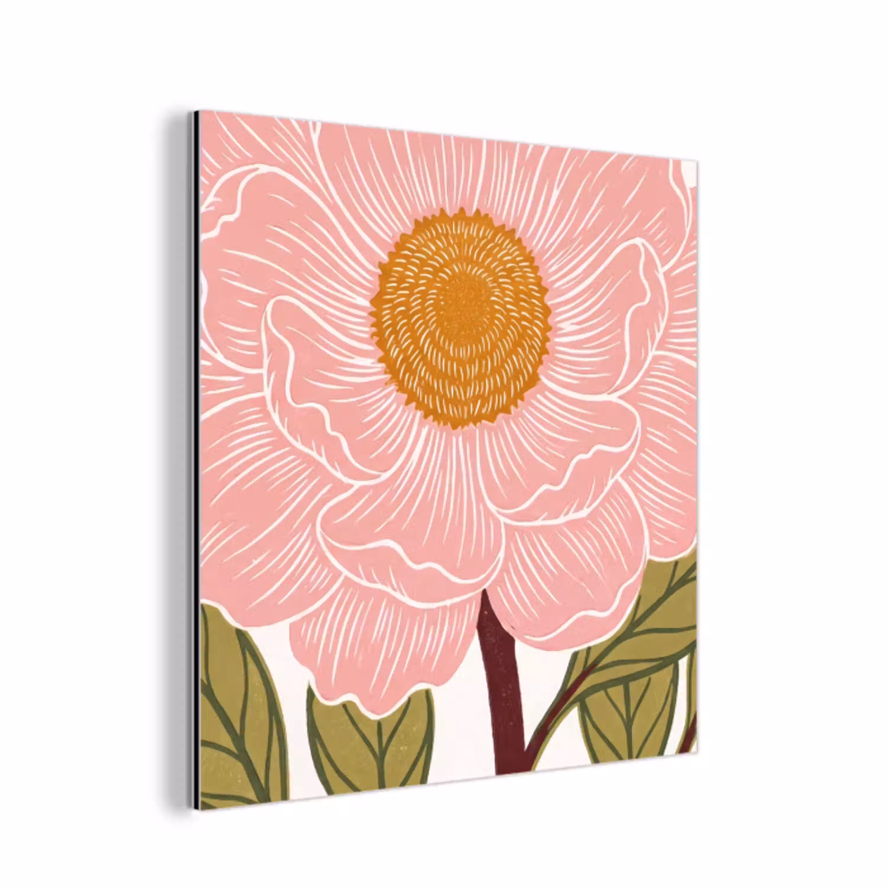 Bloemen - Roze - Illustratie aluminium wit klein -3d