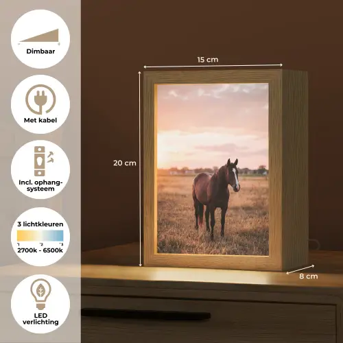 Paard - Zonsondergang - Bruin Light Box met kabel (Tafellamp) klein -USP_NL