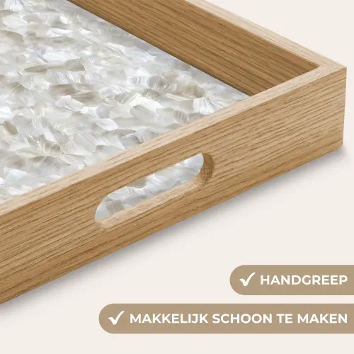 Wit - Penseelstreken - Reliëfeffect Dienblad Rechthoek middel 911 -USP_HandgreepNL