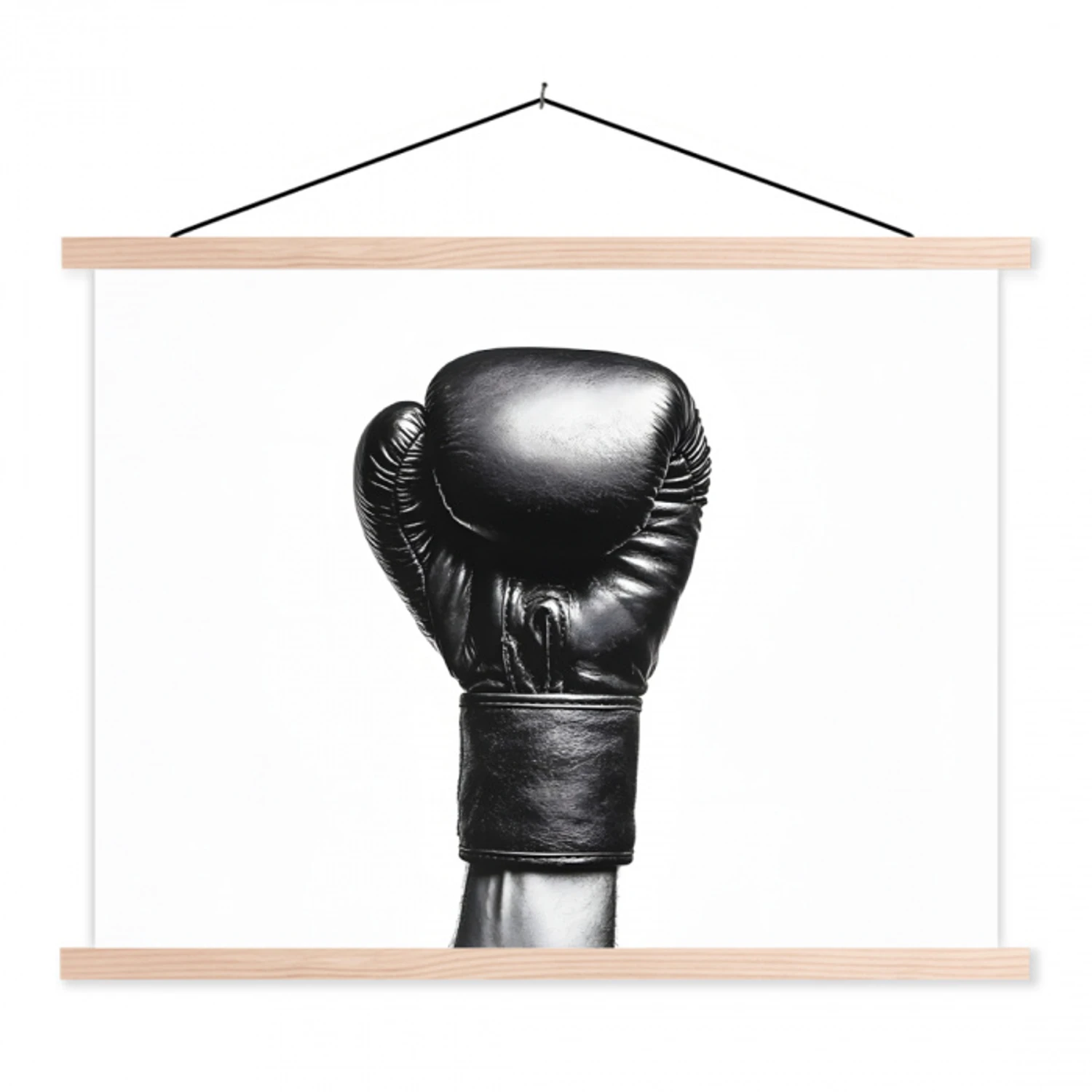 Bokshandschoen - Zwart - Hand textielposter latten blank klein -3d