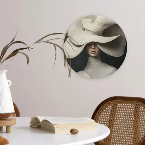 Modern - Vrouw - Hoed Wandcirkel plexiglas klein -sfeer4