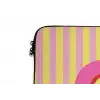 Tekst - Strepen - Roze laptophoes neopreen klein -detail