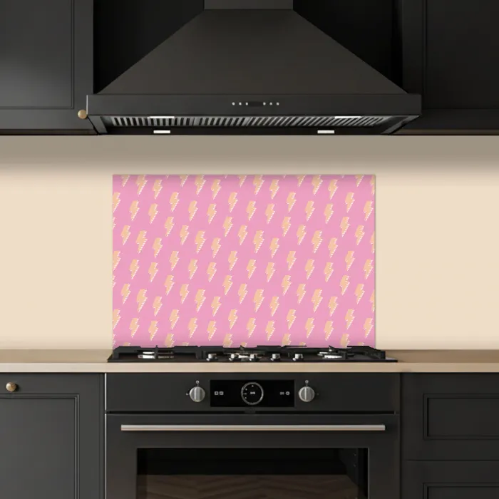 Geel - Bliksem - Roze keuken achterwand spatscherm klein 900 -sfeer1