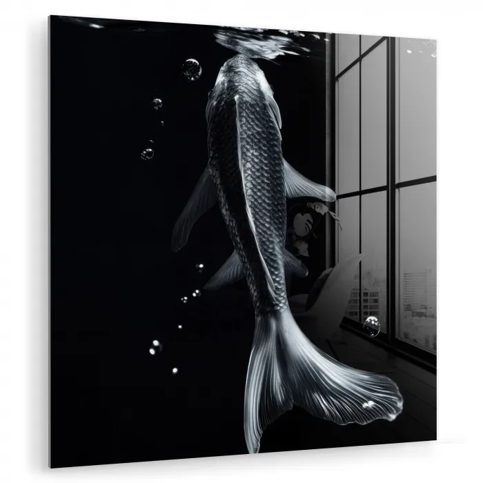 Koi - Vissen - Water - Zwart plexiglas 5mm klein -zzzproduct_nieuw