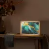 Marmer - Goud - Blauw groen - Abstract - Turquoise Light Box met kabel (Tafellamp) klein -sfeer4