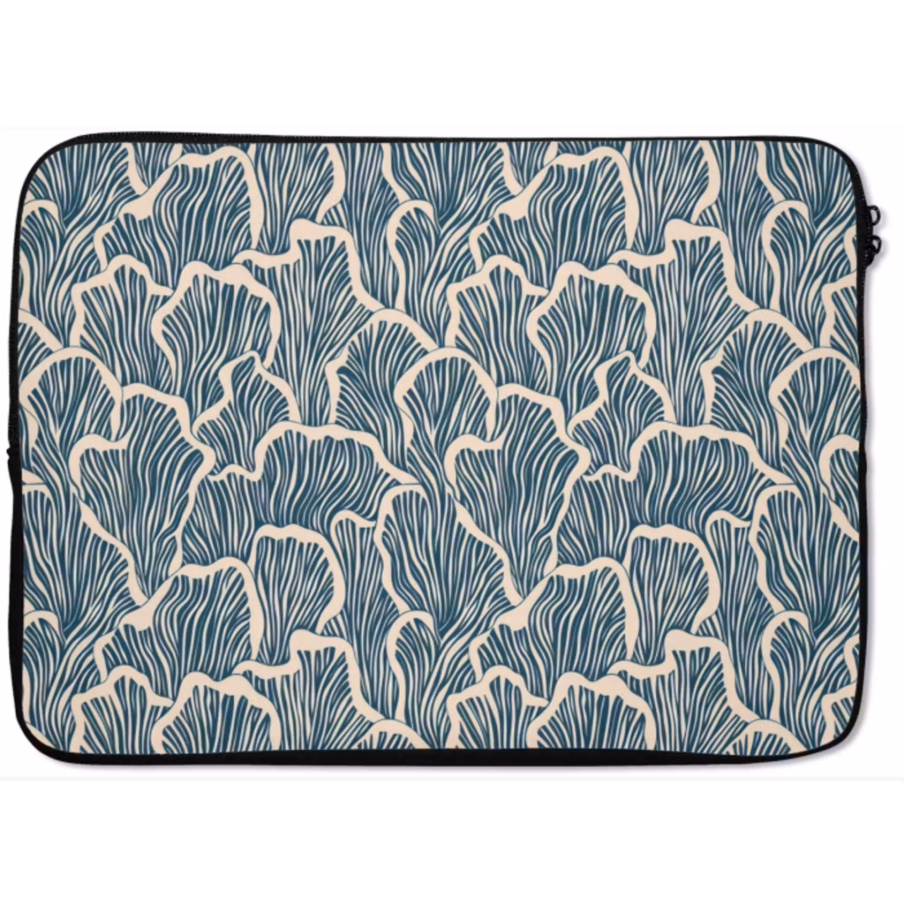Organisch - Blauw - Crème - Schelpen laptophoes neopreen klein 279 -zkaufland3dotto