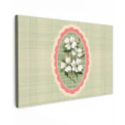 Bloemen - Illustratie - Geruit - Groen Tuinposter op houten frame 2 cm dik klein -3d