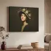Bloemenhoed - Portret - Vrouw Textielframe zwart klein -sfeer3