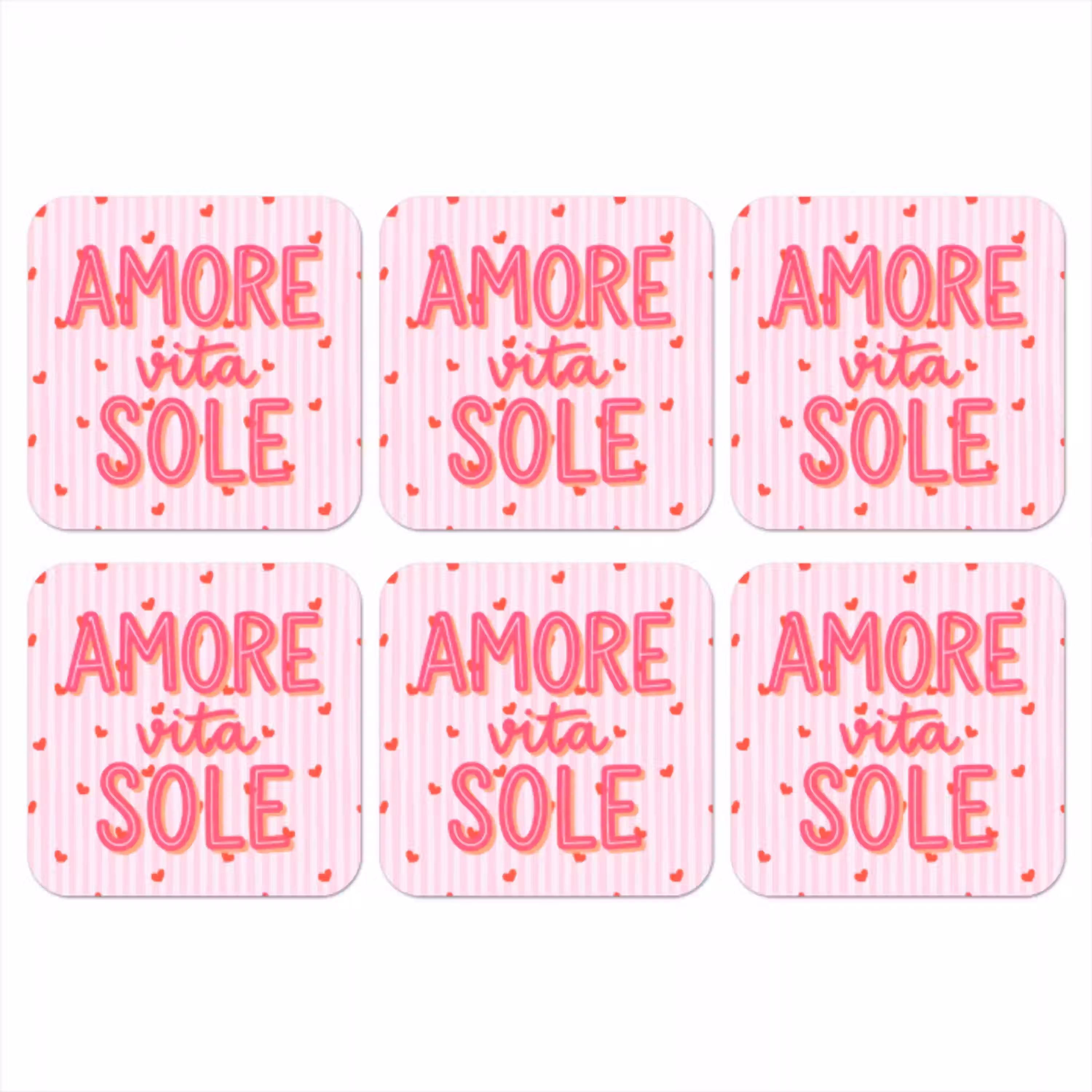 Amore vita sole - Roze - Hartjes onderzetter kurk middel -3d