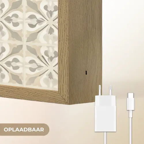 Tegel - Motief - Beige Light Box met batterij (Wandlamp) middel 907 -USP_websiteoplaadbaarNL