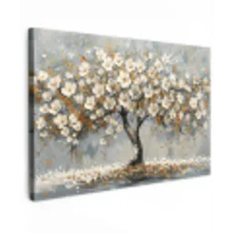 Boom - Bloemen - Wit - Natuur - Kunst canvas 2cm klein -z3d