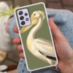 Pelikaan - Wit - Vogel - Klassiek - Natuur Hoesje Samsung Galaxy A52 5G met koord klein -sfeer3