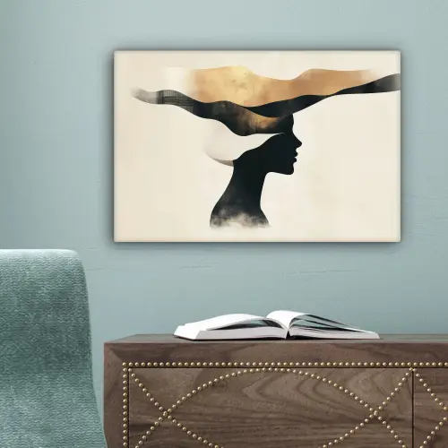 Vrouw - Golven - Zwart canvas 2cm klein -sfeer4
