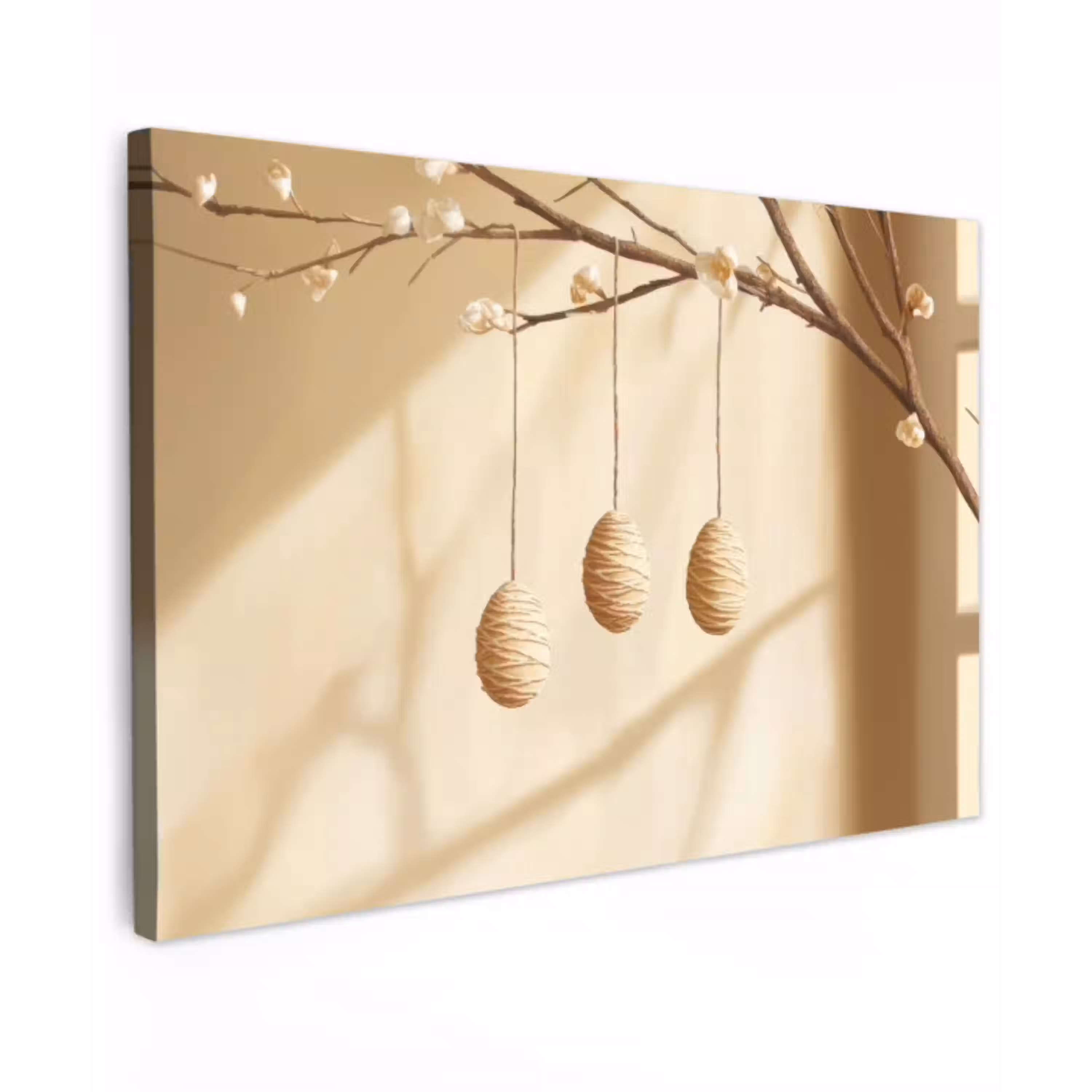 Beige - Paastak - Eieren Tuinposter op houten frame 2 cm dik klein -3d