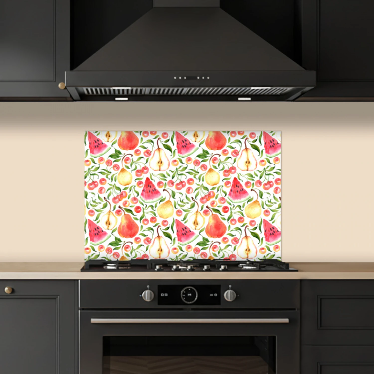 Fruit - Watermeloen - Kersen - Peer keuken achterwand spatscherm klein 900 -sfeer1