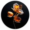 Bloem - Orchidee - Oranje Wandcirkel kunststof plaat 5mm dik klein -3d