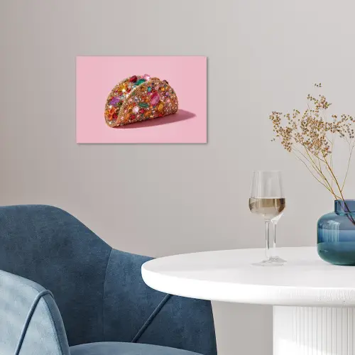 Taco - Kleurrijk - Edelstenen - Goud poster papier klein -sfeer3