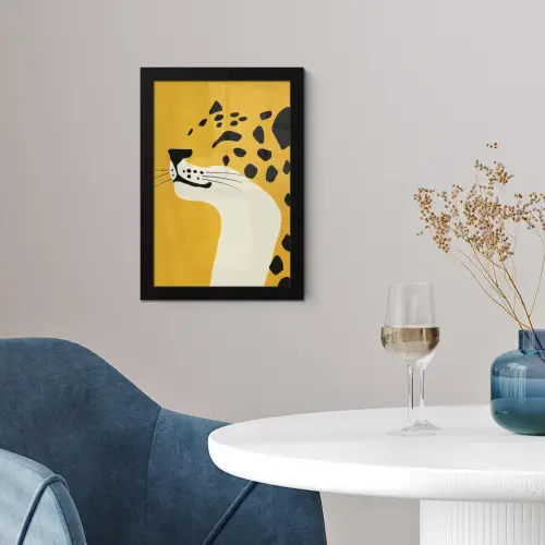 Cheetah - Illustratie - Geel fotolijst zwart zonder passe partout klein -sfeer4