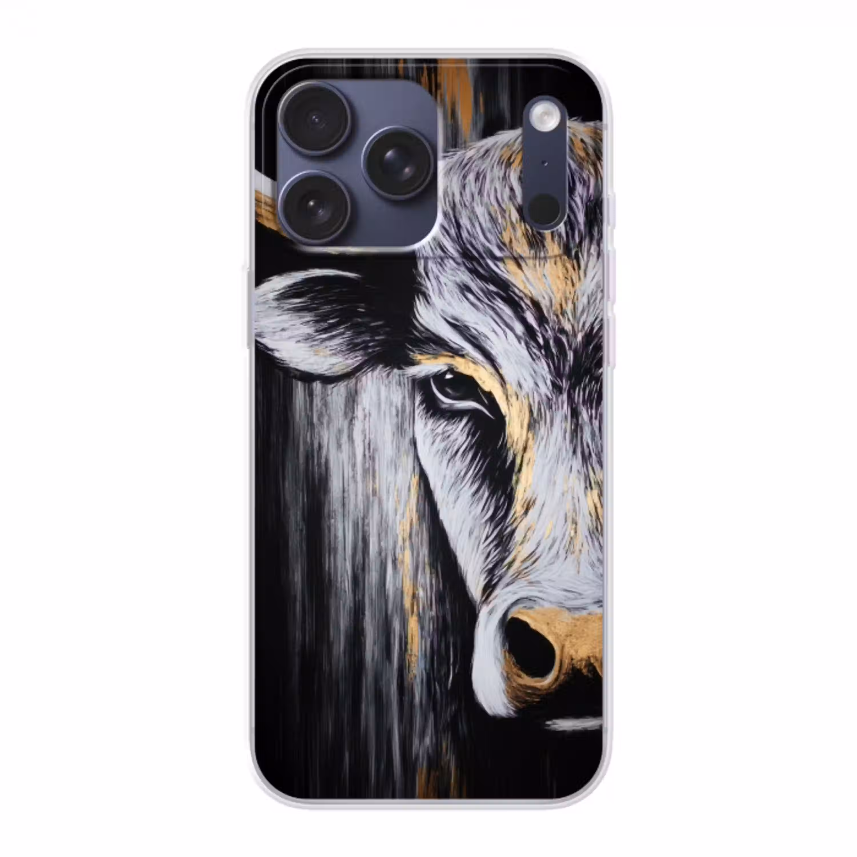 Stier - Hoorns - Snuit - Goud Telefoonhoesje iPhone 17 Pro Max klein -3d