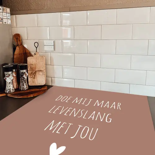 Quotes - Spreuken - Doe mij maar levenslang met jou Inductie beschermer vinyl 3mm middel -sfeer3