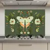 Bloemen - Bladeren - Olijfgroen - Vlinder keuken achterwand spatscherm klein -3d_website