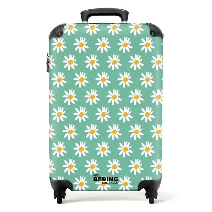 Vintage bloemenpatroon - Groen NBS - Handbagage koffer - Kinderen Unisex middel -productfoto_recht