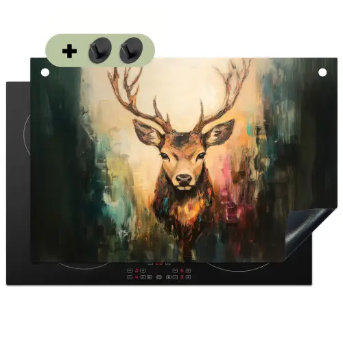 Hert - Geverfd - Gewei - Bruin Inductie beschemer met haakjes klein -3d