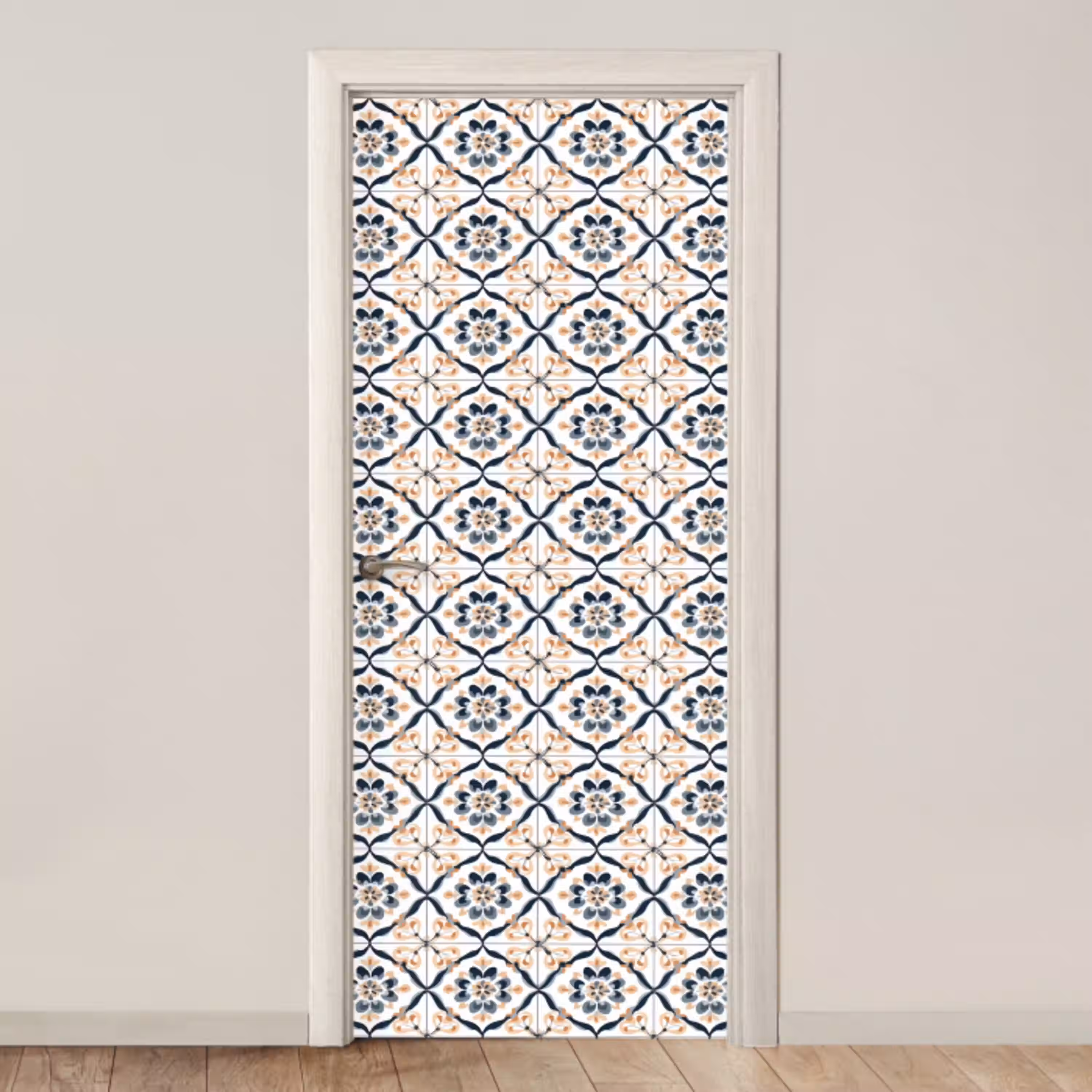 Bladvorm - Patroon - Kleurrijk deurposter klein 289 -3d_beige