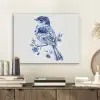 Vogel - Delfts blauw - Illustratie - Bloemen PET vilt klein -sfeer1