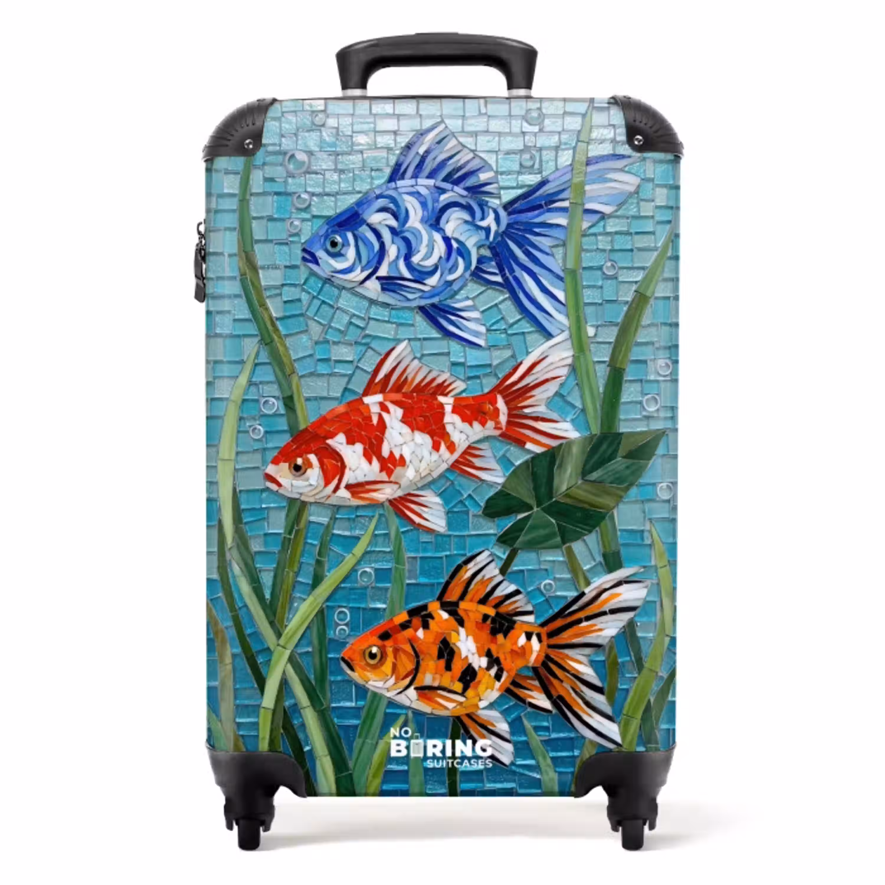 Vis - Mozaïek - Onderwater - Kleurrijk - Dieren NBS - Handbagage koffer - Volwassenen Unisex middel -productfoto_recht