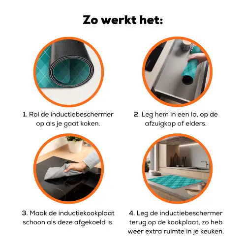 Patroon - Ruiten - Blauw Inductie beschermer vinyl 3mm klein 276 -zzzzzzz-td-werking