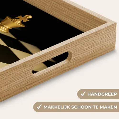 Schaakstuk - Koning - Schaakbord - Geblokt Dienblad Rechthoek middel -USP_HandgreepNL