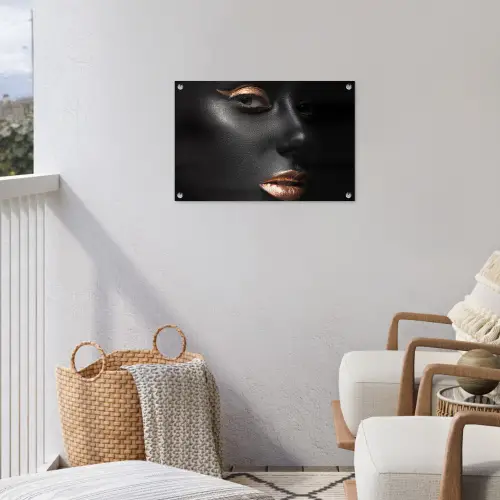 Vrouw - Make-up - Koper - Zwart tuinposter los doek klein -sfeer8