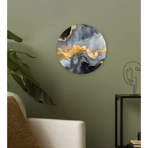 Marmer - Goud - Abstract - Luxe - Zwart en Wit Wandcirkel kunststof plaat 5mm dik klein -sfeer3