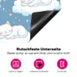 Kitten - Wolken - Blauw Inductie beschermer vinyl 3mm klein 276 -zzzzzzz-lf-onderkant