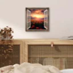 Doorkijk - Klaprozen - Bloemen - Rood - Open raam aluminium wit klein -sfeer3