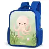 Roze octopus met een lach Kinderrugzak - Blauw middel -schuin