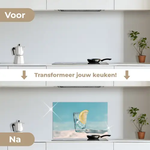 Glas - ijsblokjes - Citroen keuken achterwand spatscherm klein -voor_na_NL