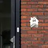 Wit met palmblad - Modern Naambord Huisje klein -sfeer2