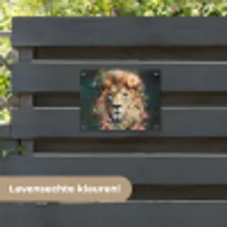 Leeuw - Leeuwenkop - Wilde dieren - Bloemen tuinposter los doek klein -sfeer3