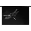 Libelle - Dieren - Zwart - Insect Wandkleed katoen klein -zz3d
