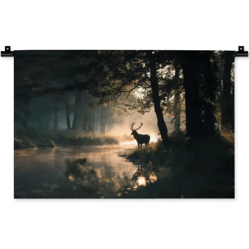 Hert - Bosbeek - Mystiek Wandkleed katoen klein -zz3d