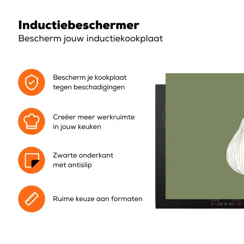 Vijgen - Minimalistisch - Getekend - Mosgroen Inductie beschermer vinyl 3mm klein -zzzzzzz-td-ups