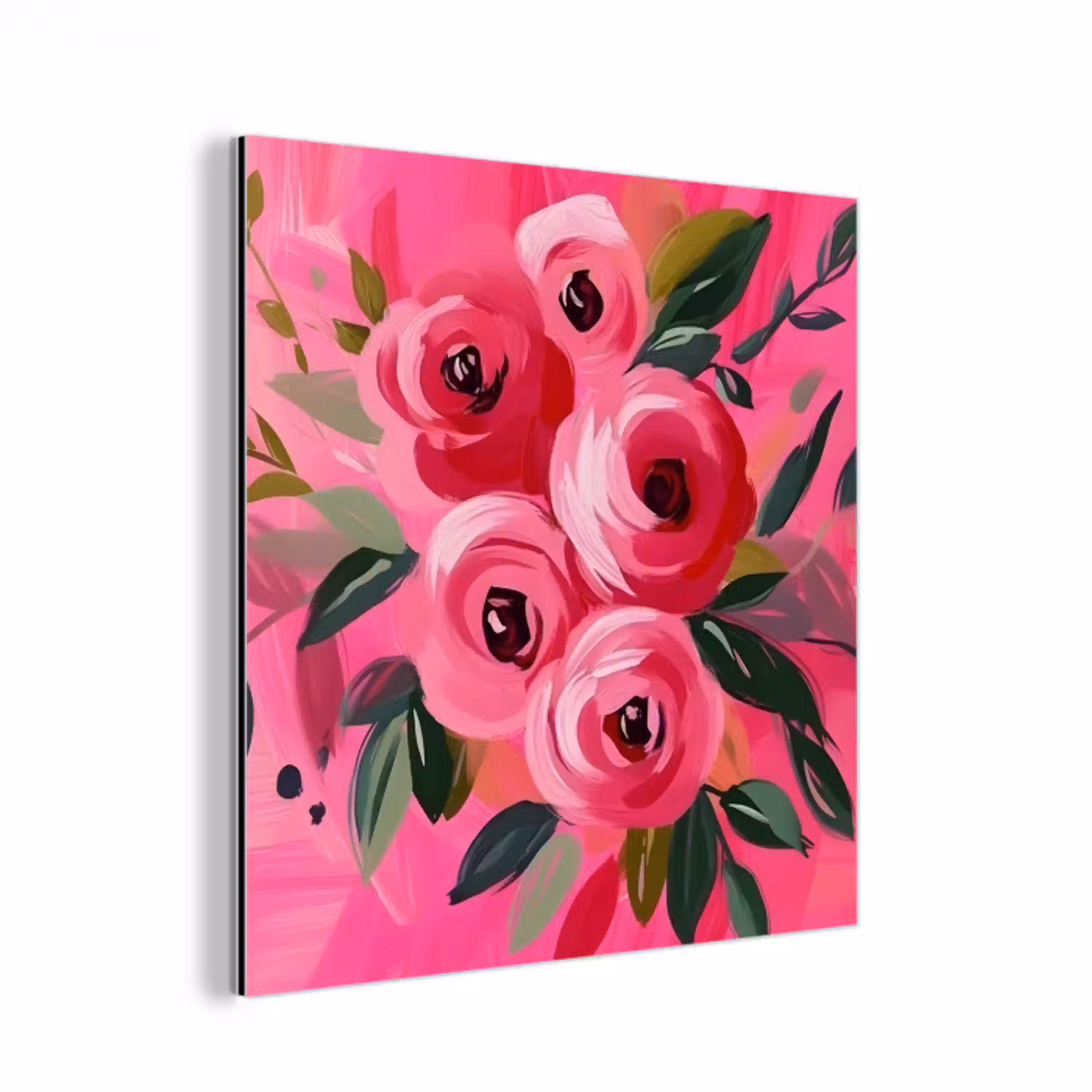 Bloemen - Verf - Roze aluminium wit klein -3d