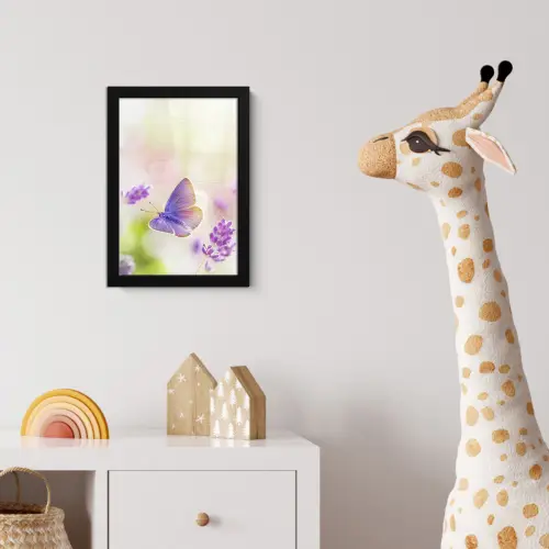 Lavendel - Vlinder - Bloemen fotolijst zwart zonder passe partout klein -usfeer4_kinderkamer