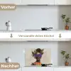 Vrouw - Zonnebril - Vlinder - Bloemen keuken achterwand spatscherm klein -voor_na_DE