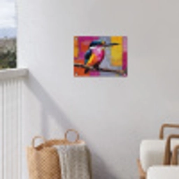 Roze - Ijsvogel - Tak - Kleurvlakken tuinposter los doek klein -sfeer8
