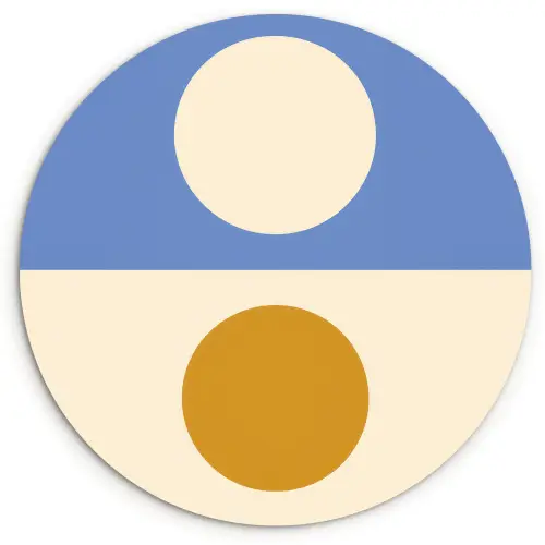 Cirkels - Symmetrisch - Wit - Blauw- Geel Wandcirkel kunststof plaat 5mm dik klein -3d