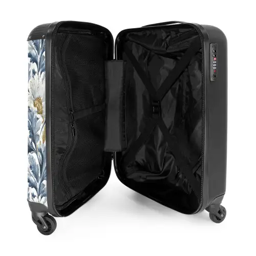 Barok bloemen patroon blauw NBS - Handbagage koffer - Kinderen Unisex middel -binnenkant